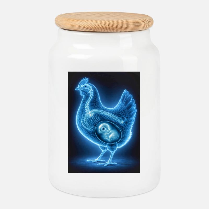 Neon-Poulet-Fetalkunst - Keksdose mit Holzdeckel - Weiß