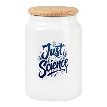 Juste Science Blue Splash - Boîte à biscuits avec couvercle en bois - blanc - Devant