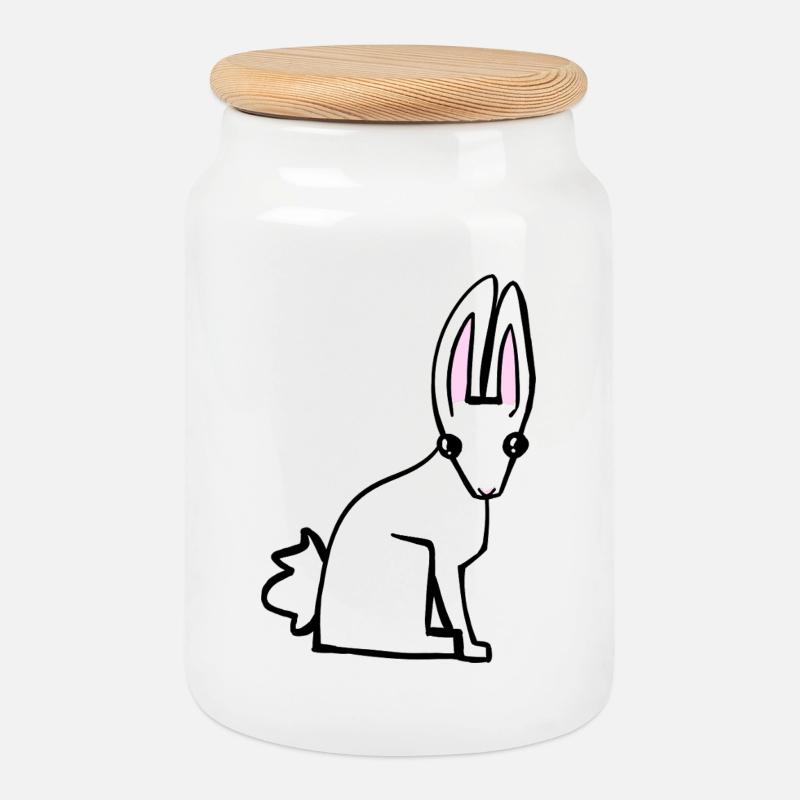 Weißer Hase - Keksdose mit Holzdeckel - Weiß