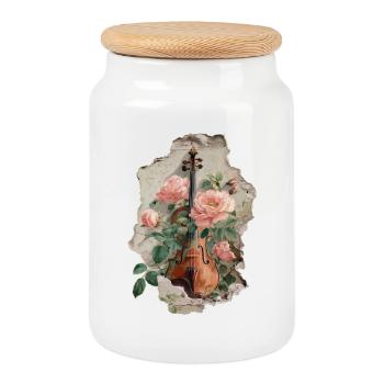 Violin Violin - Cookie Jar with Wooden Lid - white - Front
