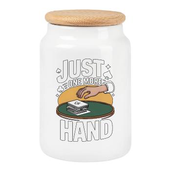 Euchre : Juste un jeu de cartes de plus - Boîte à biscuits avec couvercle en bois - blanc - Devant