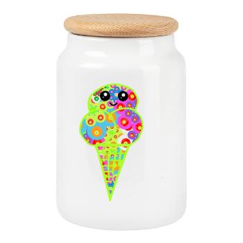 Retro Eis Vintage Kinder Kind 60er  - Keksdose mit Holzdeckel - Weiß - Vorne