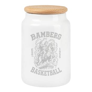 Bamberg Basket-ball fondé en 1955 Vintage Design - Boîte à biscuits avec couvercle en bois - blanc - Devant