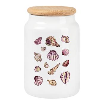 MUSSELS - Cookie Jar with Wooden Lid - white - Front