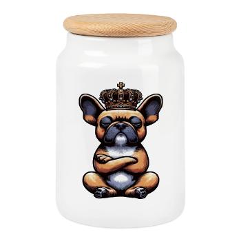 Bouledogue français Frenchie Propriétaire de Frenchie - Boîte à biscuits avec couvercle en bois - blanc - Devant