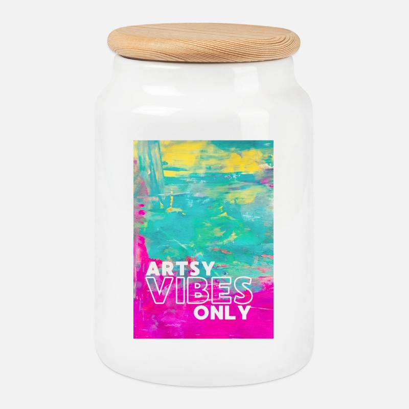 Artsy Vibes Only - Keksdose mit Holzdeckel - Weiß