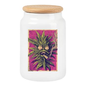 Spiritueux de cannabis dans le style PopArt - Boîte à biscuits avec couvercle en bois - blanc - Devant