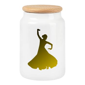 Dance - Cookie Jar with Wooden Lid - white - Front