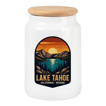 Lake Tahoe California Nevada Mountains Cabin - Cookie Jar with Wooden Lid - white - Front