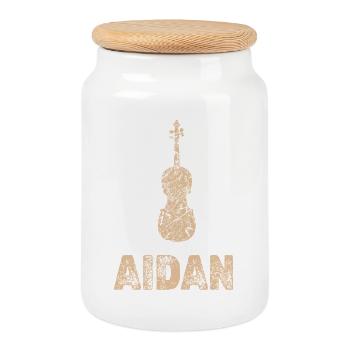 Aidan as a violin - Cookie Jar with Wooden Lid - white - Front