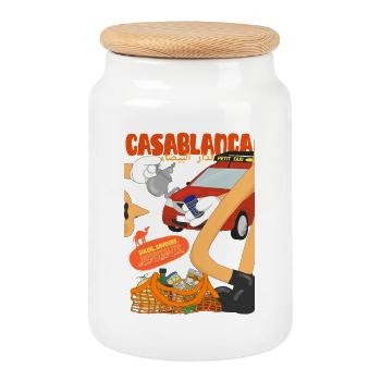 Casablanca Petit Taxi et Délices - Boîte à biscuits avec couvercle en bois - blanc - Devant