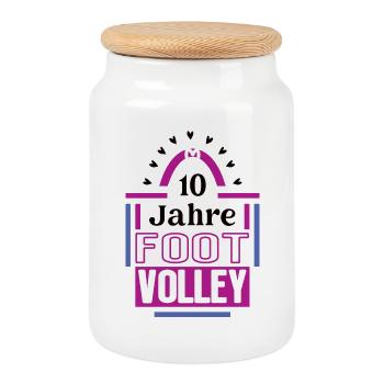 10 Jahre Footvolley Jubiläum Footvolleyspielerin - Keksdose mit Holzdeckel - Weiß - Vorne