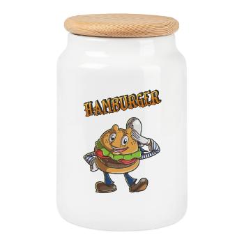 Hamburger - Keksdose mit Holzdeckel - Weiß - Vorne