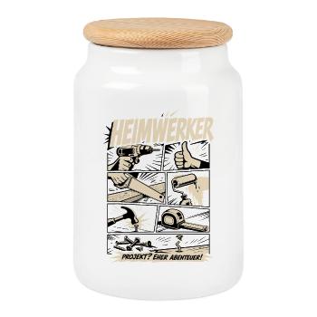 Home Improvement Project Rather Adventure - Cookie Jar with Wooden Lid - white - Front