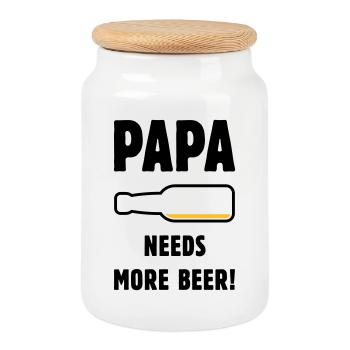 Papa Needs More Beer! (Father Daddy Beer / POS 2C) - Cookie Jar with Wooden Lid - white - Front