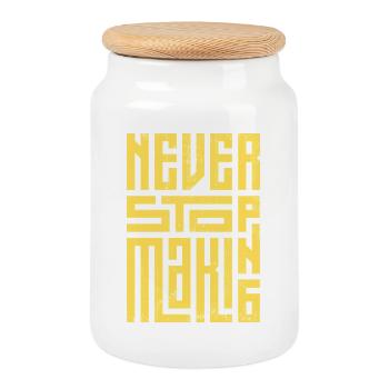 Ne jamais arrêter de faire - Boîte à biscuits avec couvercle en bois - blanc - Devant