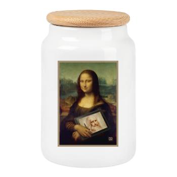 Mona Lisa Tablet Skizzen-Mashup - Keksdose mit Holzdeckel - Weiß - Vorne