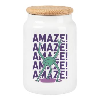 Rocky Amaze Alien-Gruß - Keksdose mit Holzdeckel - Weiß - Vorne