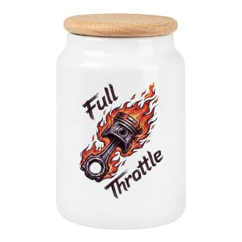Piston à pleine accélération - Boîte à biscuits avec couvercle en bois - blanc - Devant