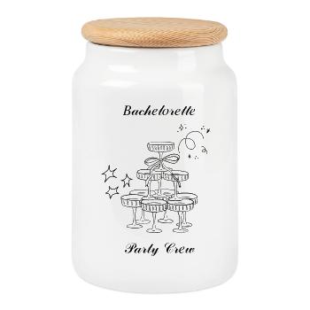 Bachelorette Party Crew - Cookie Jar with Wooden Lid - white - Front