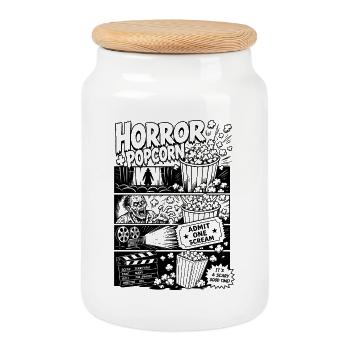 Horror Plus Popcorn Retro - Cookie Jar with Wooden Lid - white - Front