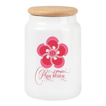 Plum blossom - Boîte à biscuits avec couvercle en bois - blanc - Devant