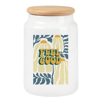 Feel Good Autumn Pumpkin Pattern - Cookie Jar with Wooden Lid - white - Front