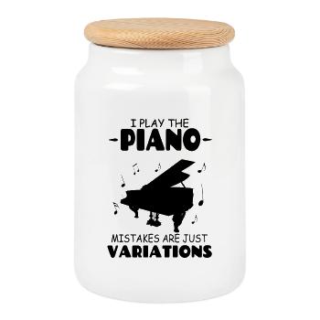Je joue du piano, les erreurs ne sont que des variations - Boîte à biscuits avec couvercle en bois - blanc - Devant