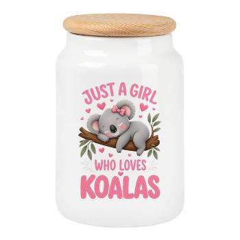 Juste une fille qui aime les koalas - Boîte à biscuits avec couvercle en bois - blanc - Devant