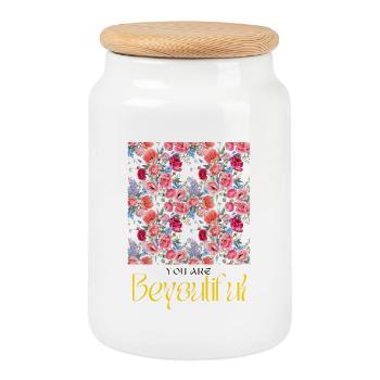 BeYoutiful Blumenpracht - Keksdose mit Holzdeckel - Weiß - Vorne