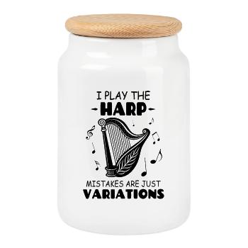 Ich spiele The Harp Fehler sind nur Variationen - Keksdose mit Holzdeckel - Weiß - Vorne