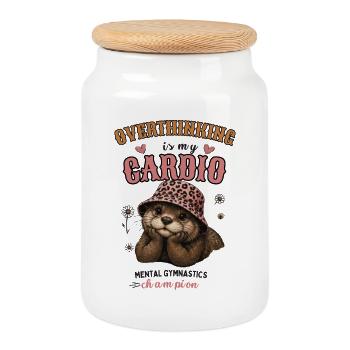 Überdenken ist mein Cardio Otter - Keksdose mit Holzdeckel - Weiß - Vorne