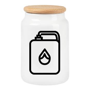 Gas can - Cookie Jar with Wooden Lid - white - Front