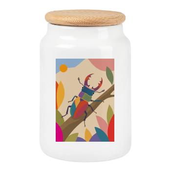 Scarabée cerf coloré dans le style nature - Boîte à biscuits avec couvercle en bois - blanc - Devant