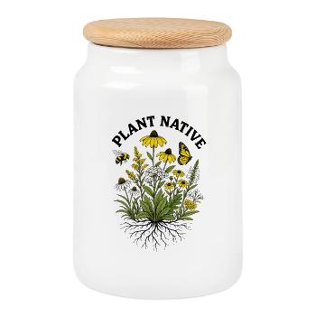 Plantez un jardin indigène des abeilles et des échinaces - Boîte à biscuits avec couvercle en bois - blanc - Devant