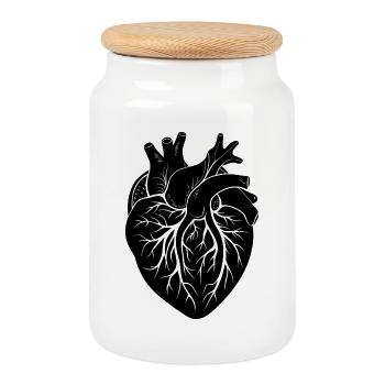 anatomical heart - Cookie Jar with Wooden Lid - white - Front