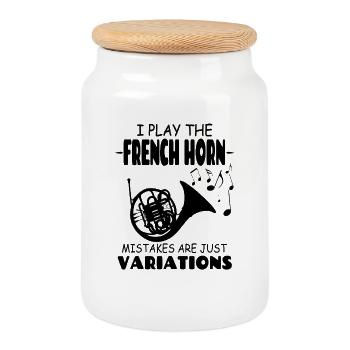 I_PLay_The_French_Horn_Mistakes_Are_JustVariations - Boîte à biscuits avec couvercle en bois - blanc - Devant