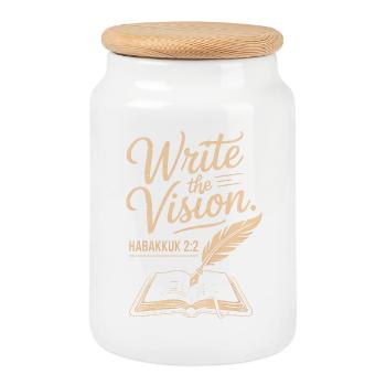 Écrivez la Vision Habacuc 2:2 - Boîte à biscuits avec couvercle en bois - blanc - Devant