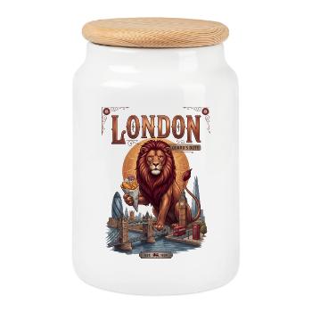 London Lion Guardian - Boîte à biscuits avec couvercle en bois - blanc - Devant