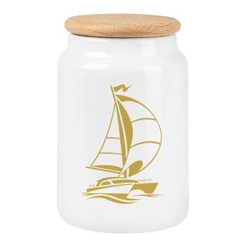 Segeln Katamaran Jacht Segelsport Silhouette  - Keksdose mit Holzdeckel - Weiß - Vorne