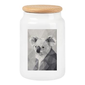 Art géométrique des polygones koala - Boîte à biscuits avec couvercle en bois - blanc - Devant