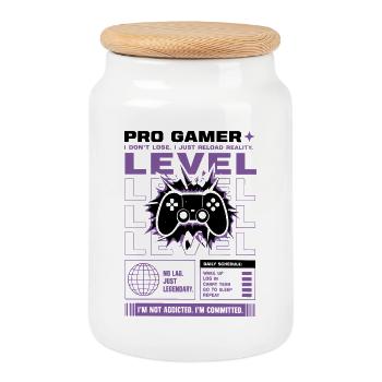 Pro Gamer Level Up Controller Design - Keksdose mit Holzdeckel - Weiß - Vorne