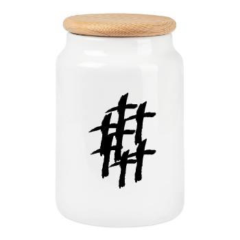Abstrakte Grunge-Kreuze gotische Streetwear - Keksdose mit Holzdeckel - Weiß - Vorne