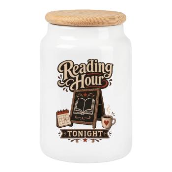 The Silent Book Club Reading Hour Tonight - Keksdose mit Holzdeckel - Weiß - Vorne