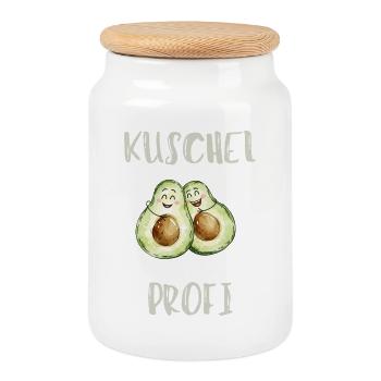 Kuschelige Avocado Profi - Keksdose mit Holzdeckel - Weiß - Vorne