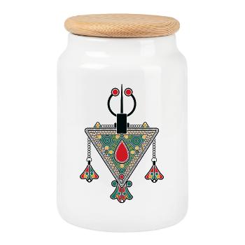 Jewels of Kabylia - Cookie Jar with Wooden Lid - white - Front
