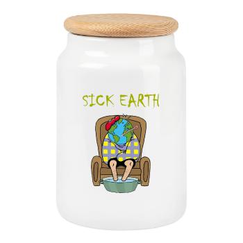 Planet Earth is sick - Cookie Jar with Wooden Lid - white - Front