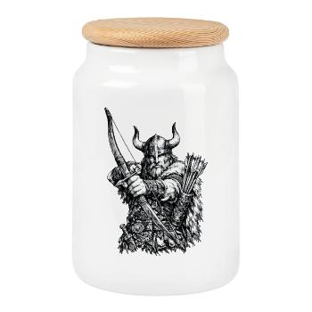 Viking Archer - Boîte à biscuits avec couvercle en bois - blanc - Devant