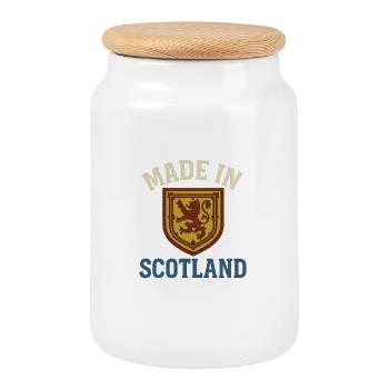 Made in Scotland Crest - Cookie Jar with Wooden Lid - white - Front