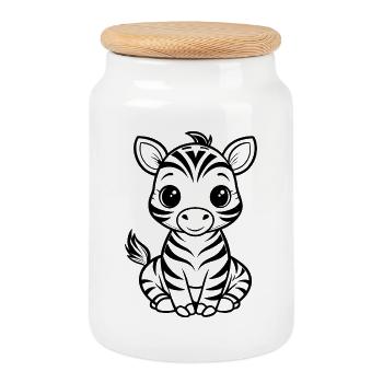 Un petit zèbre mignon - Boîte à biscuits avec couvercle en bois - blanc - Devant